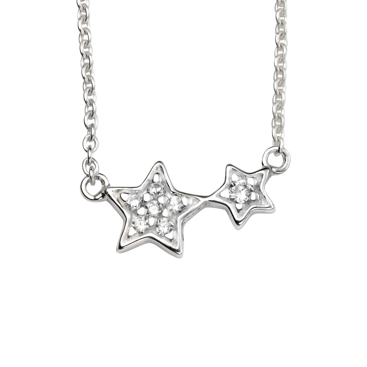 Beginnings Double Star Necklace with Cubic Zirconia