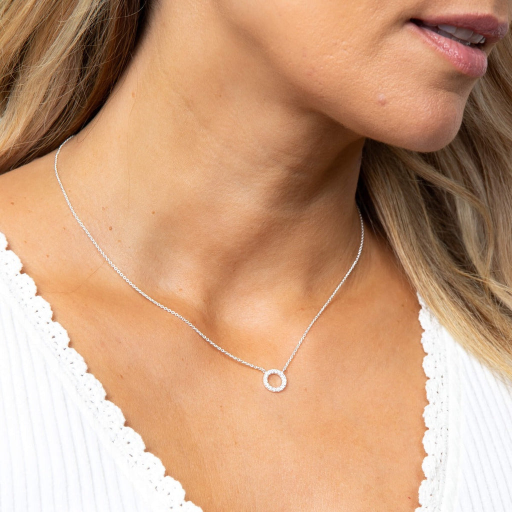 Beginnings Pave Open Circle Necklace with Cubic Zirconia 42+5cm