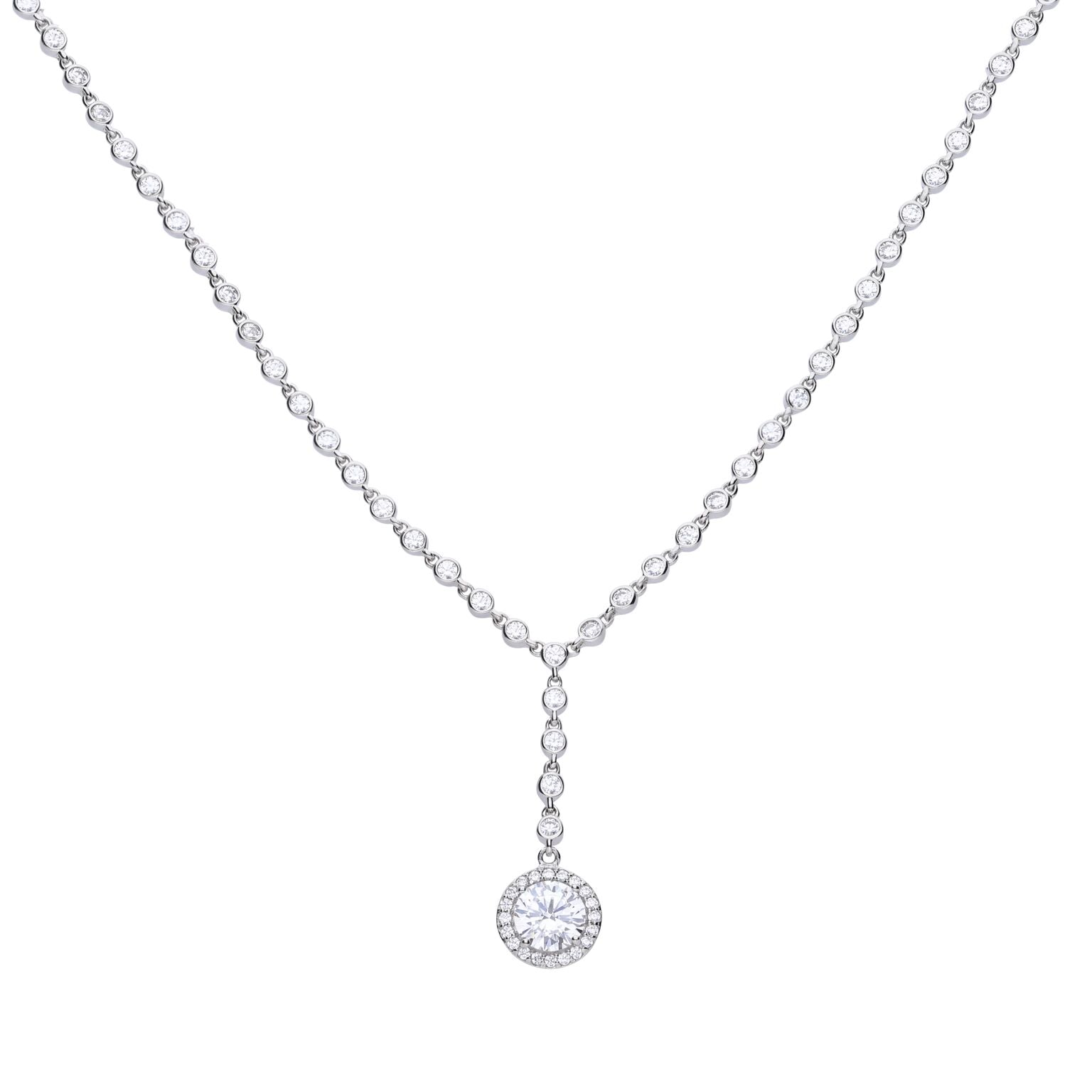 Diamonfire Pave Set Zirconia Drop Necklace