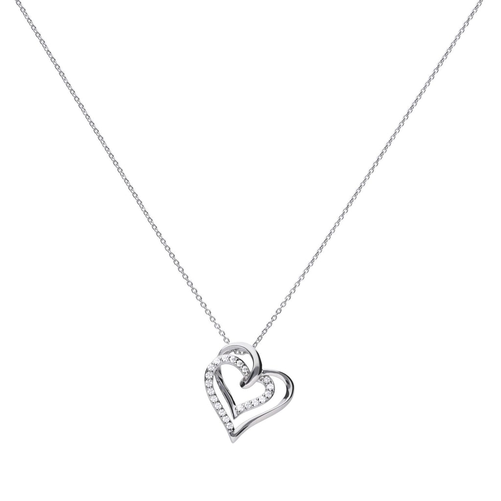 Diamonfire Overlaid Hearts Necklace