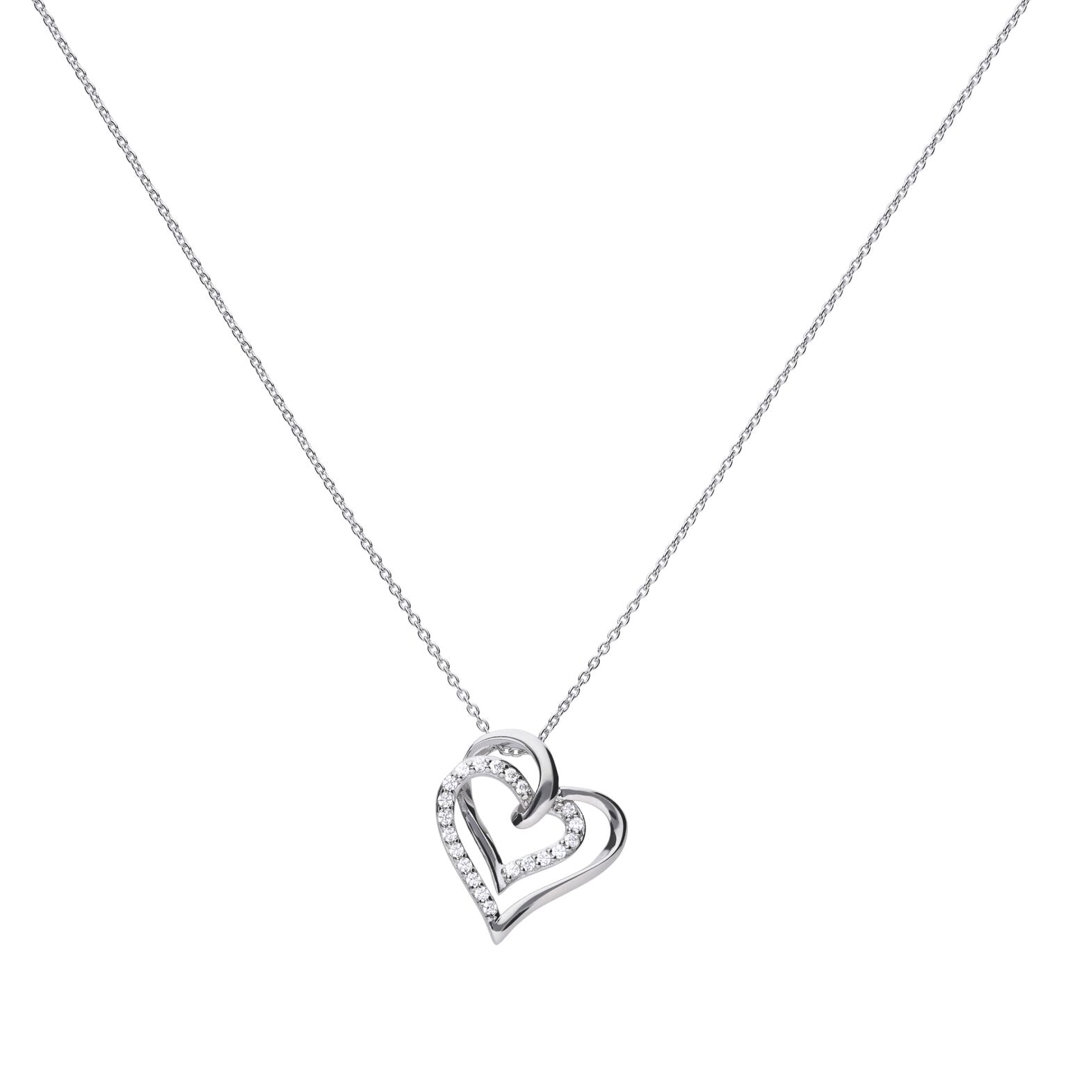 Diamonfire Overlaid Hearts Necklace