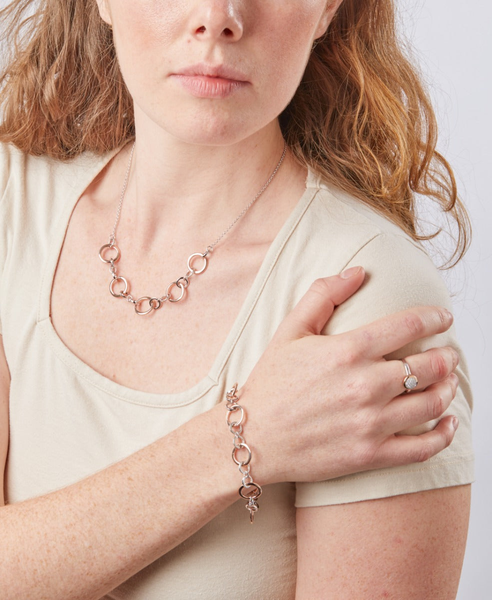 Beginnings Silver and Rose Gold Multi Link Necklace