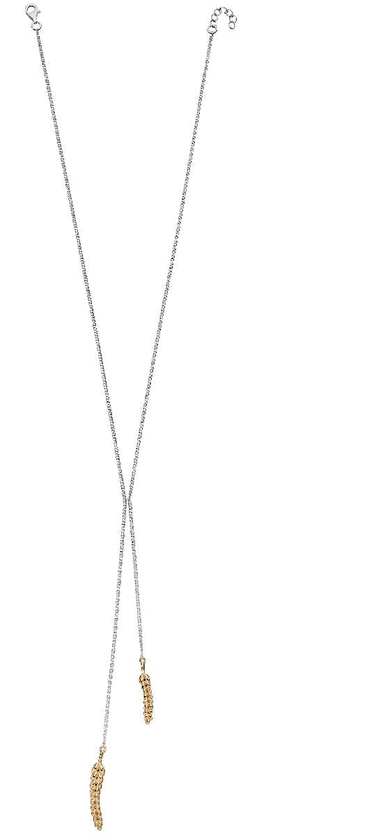 Beginnings Yellow Gold and Silver Wheat Lariat Necklace