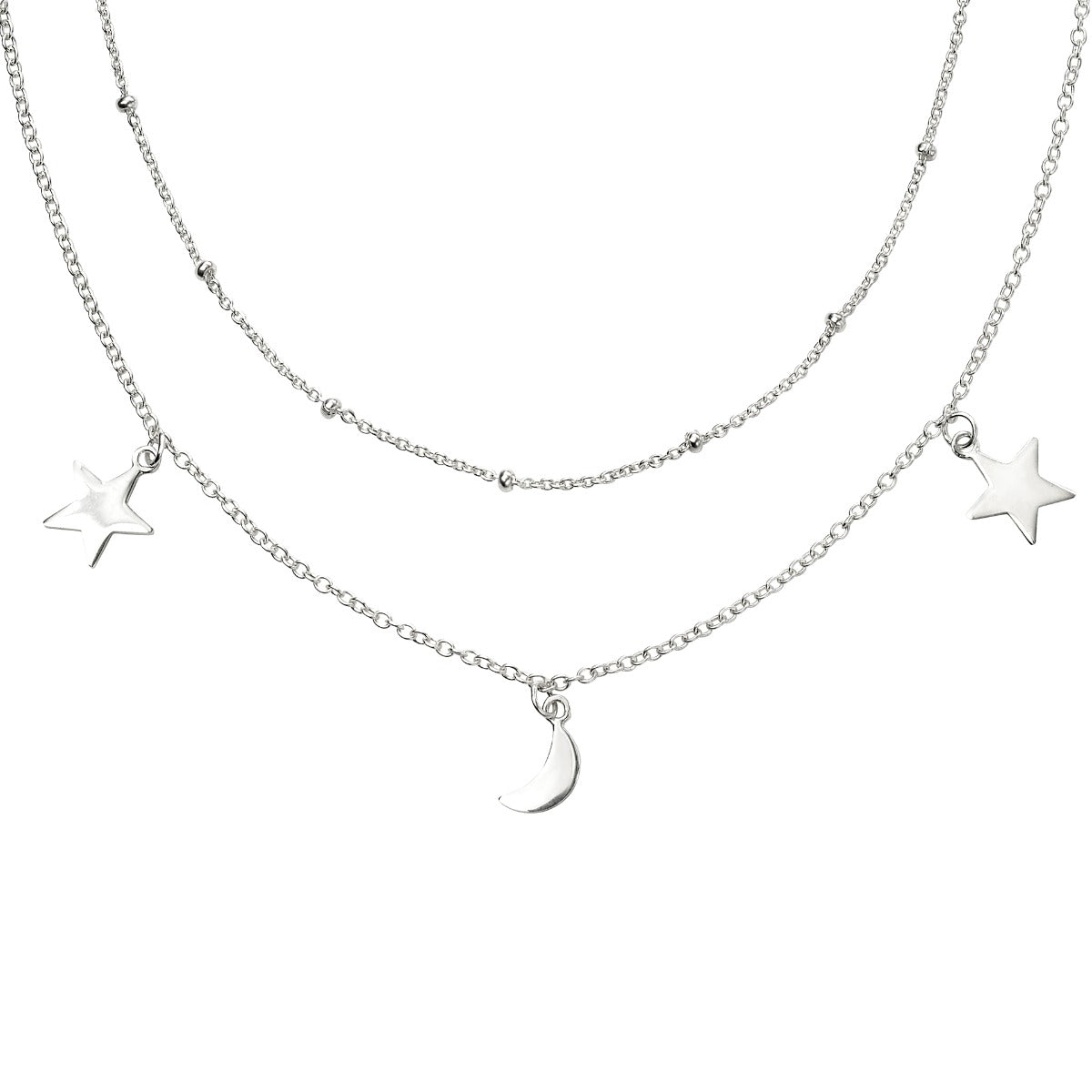 Beginnings Star and Moon Double Row Necklace