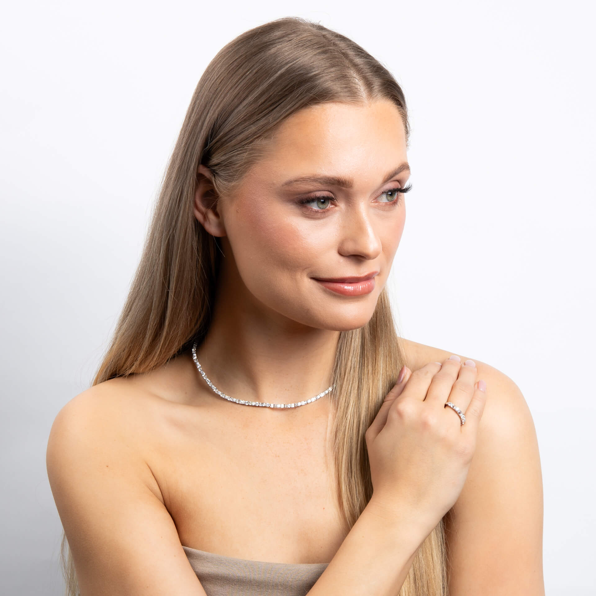 Diamonfire Baguette and Round Zirconia Necklace