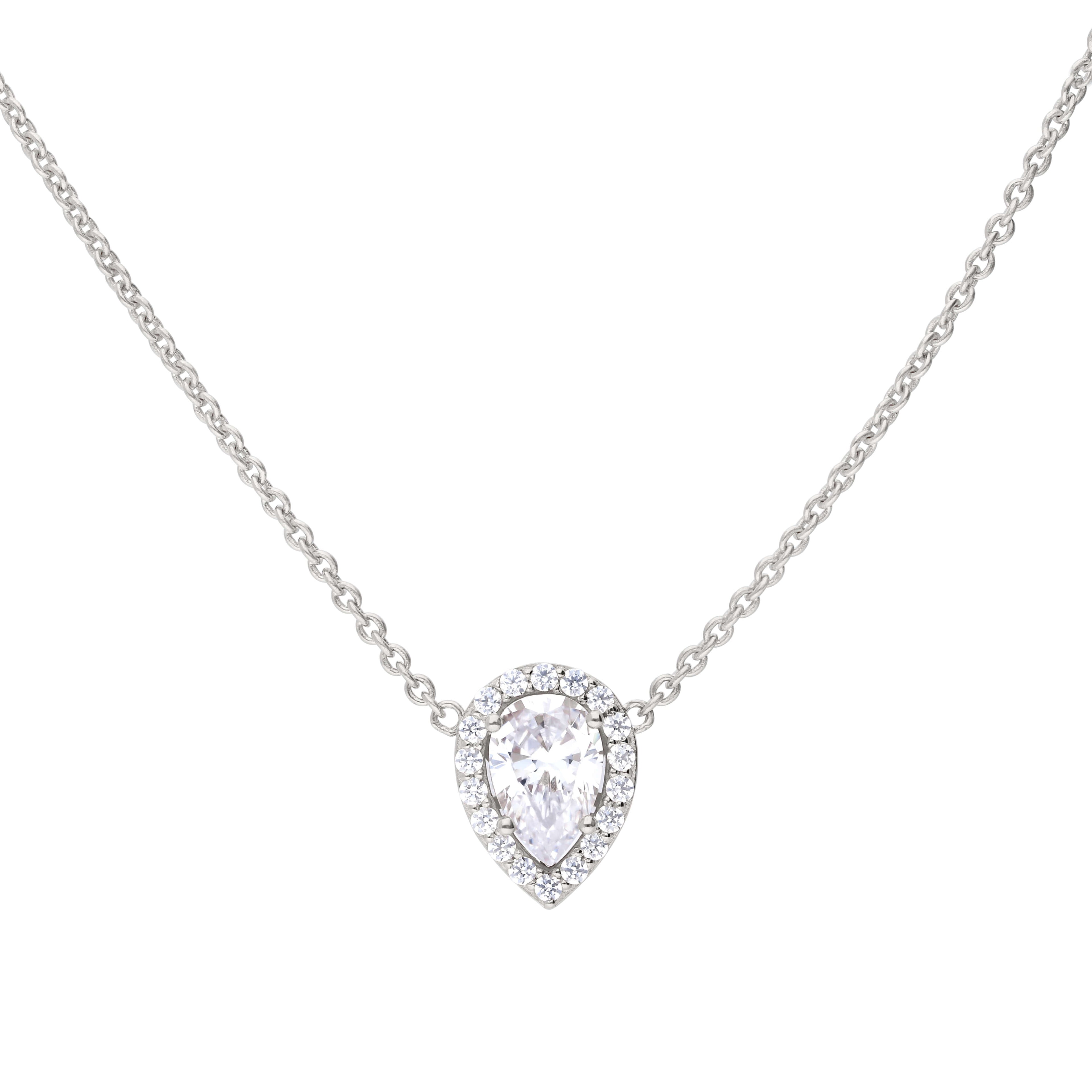 Diamonfire Teardrop Halo Necklace