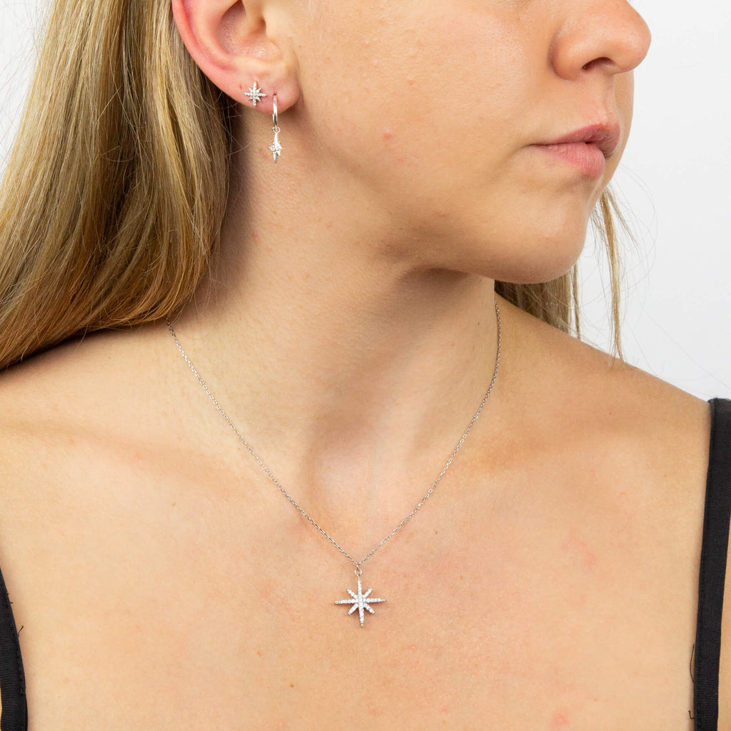 Beginnings Pave Set Cubic Zirconia Starburst Stud Earrings