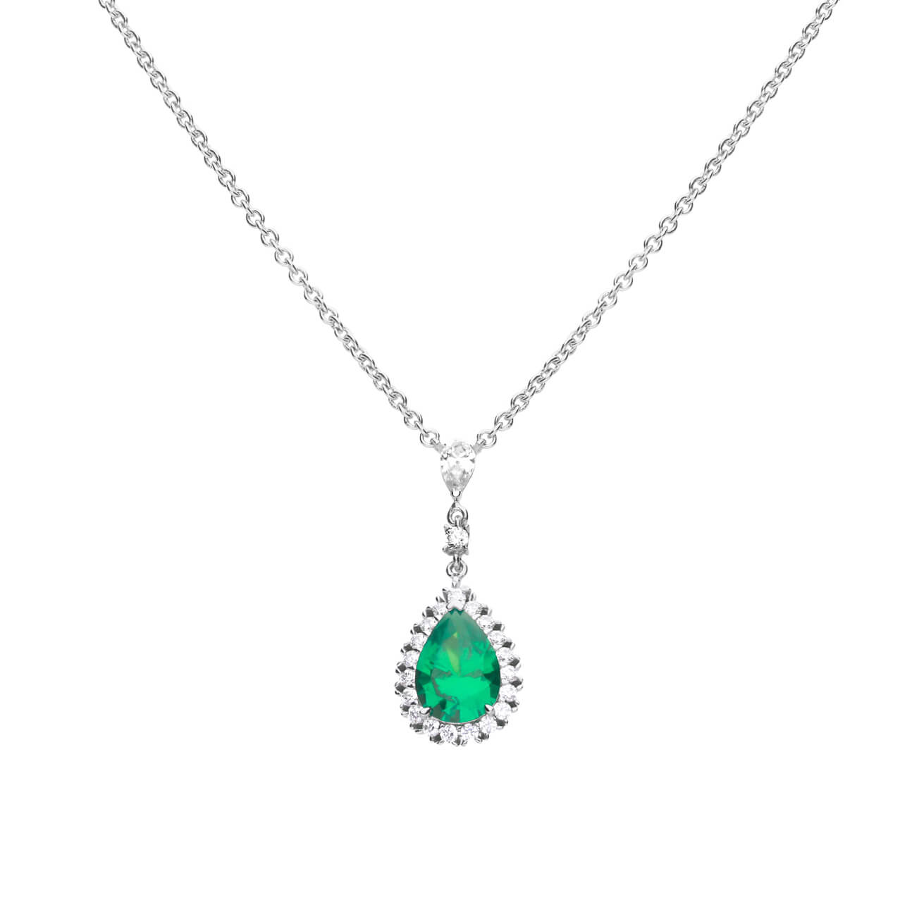 Diamonfire Teardrop and Pave Surround Necklace