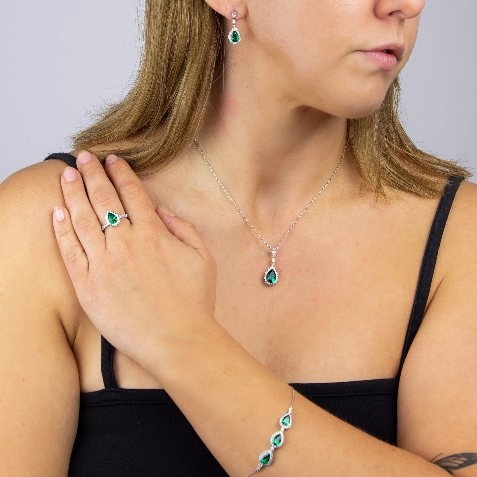 Diamonfire Teardrop and Pave Surround Necklace