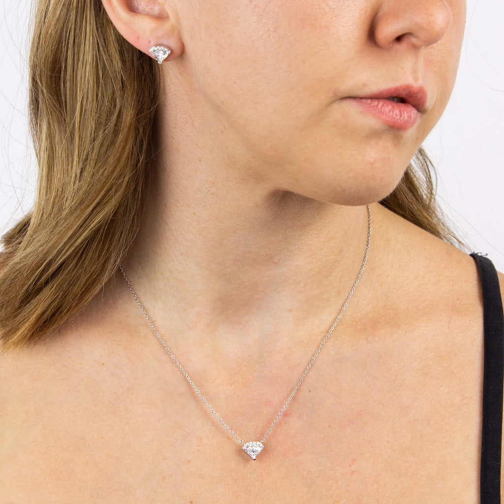 Diamonfire Diamond Shaped Zirconia Stud Earrings