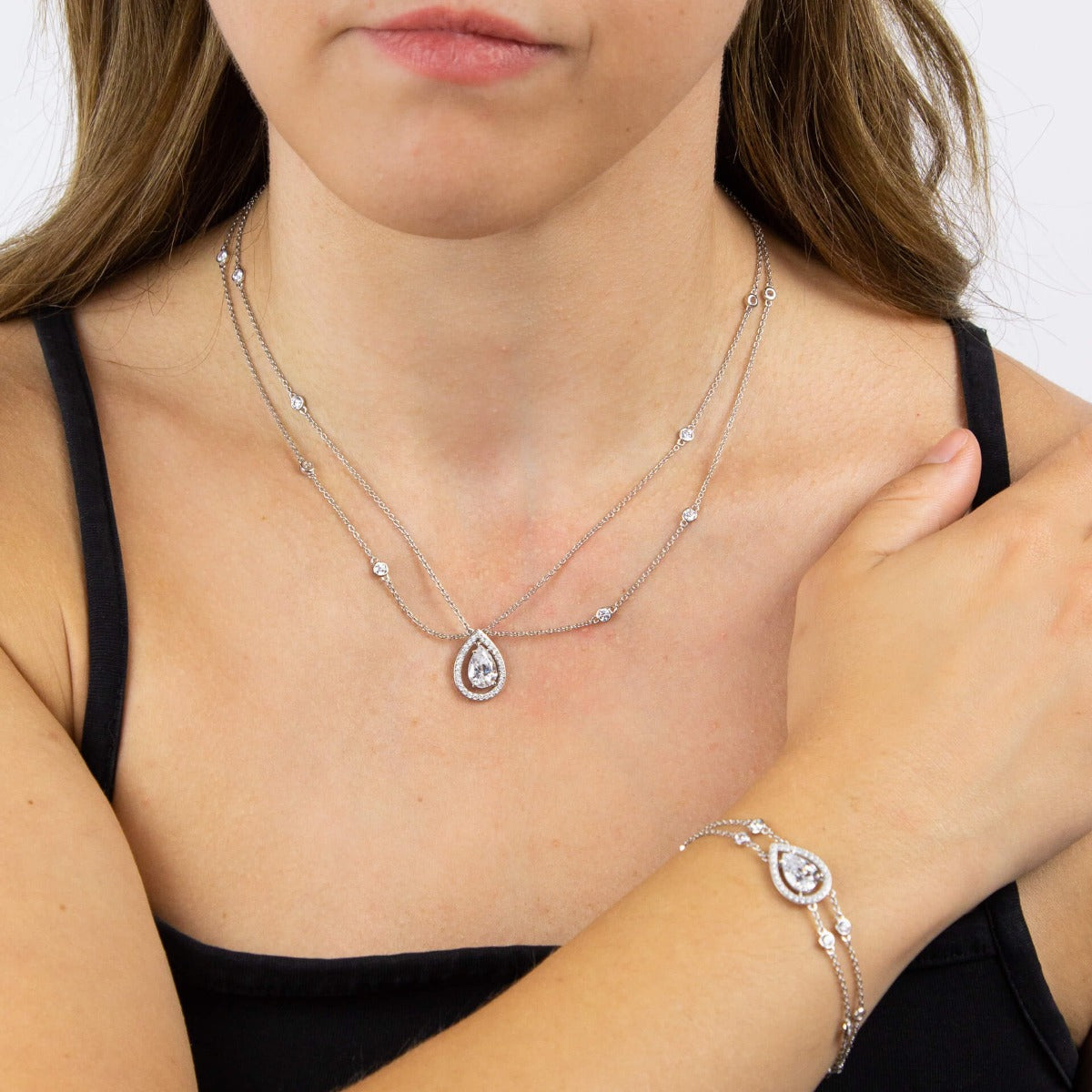 Diamonfire Teardrop Double Row Bracelet