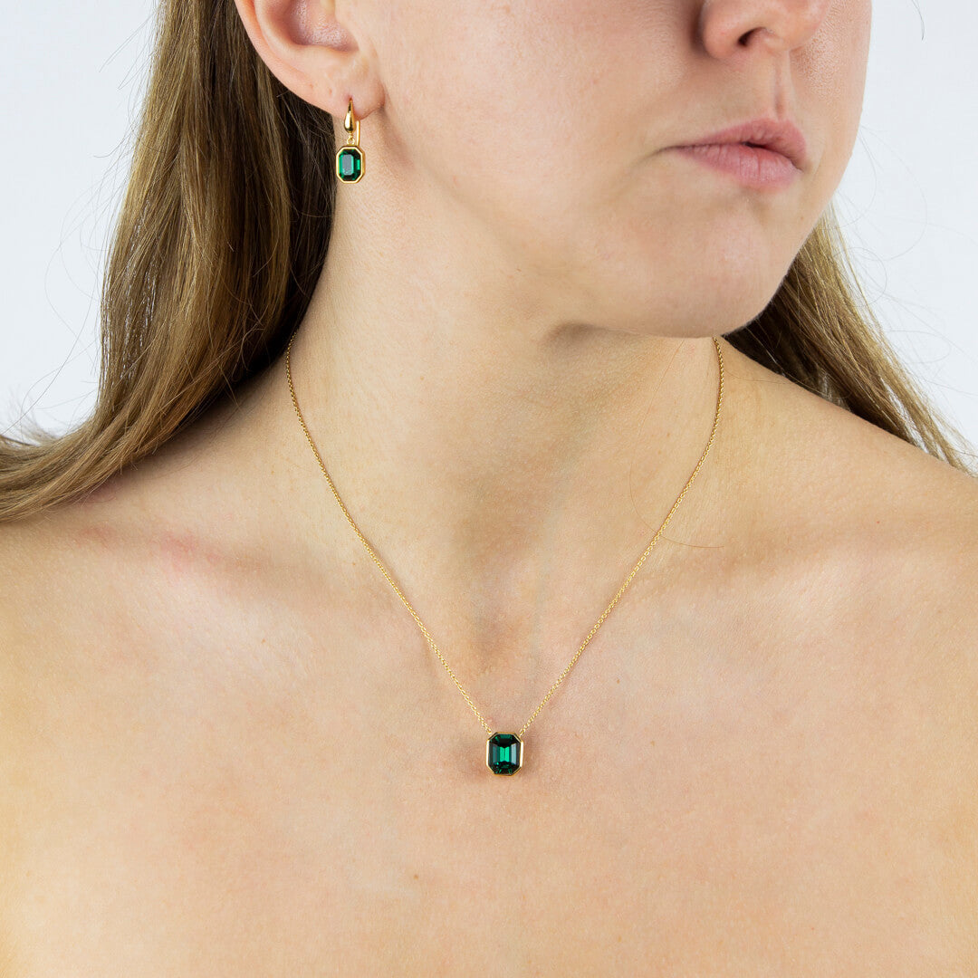 Beginnings Elongated Octagon Crystal Drop Earrings