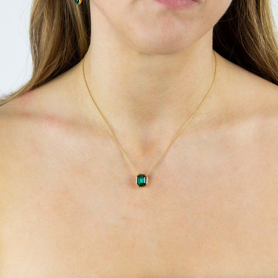 Beginnings Elongated Octagon Crystal Necklace