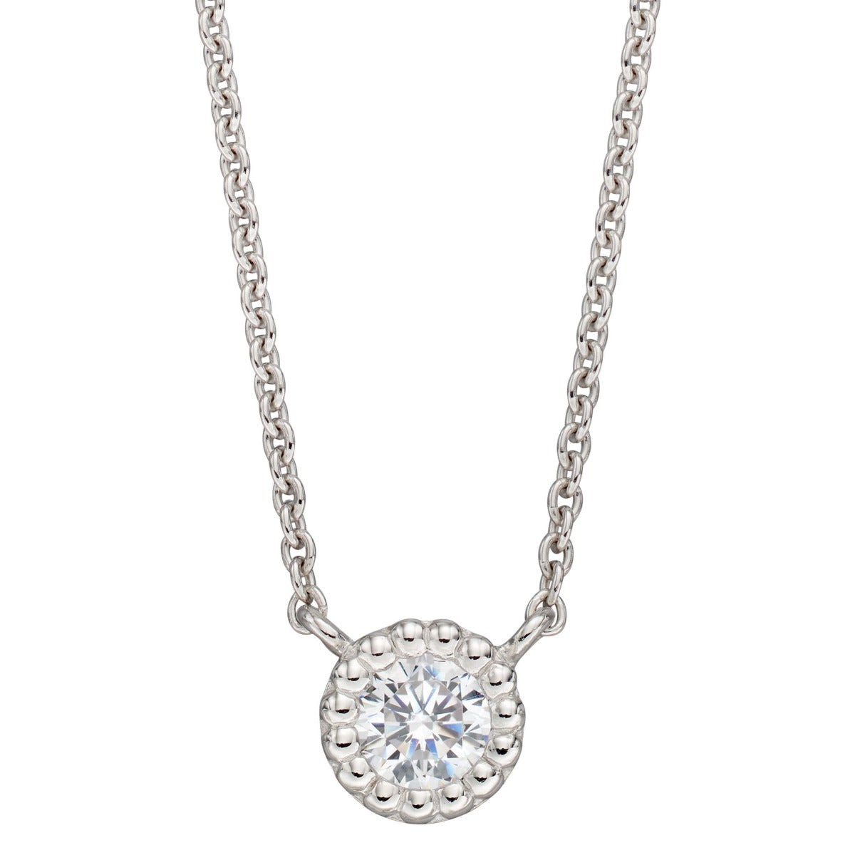 Beginnings Millegrain Edge Cubic Zirconia Necklace