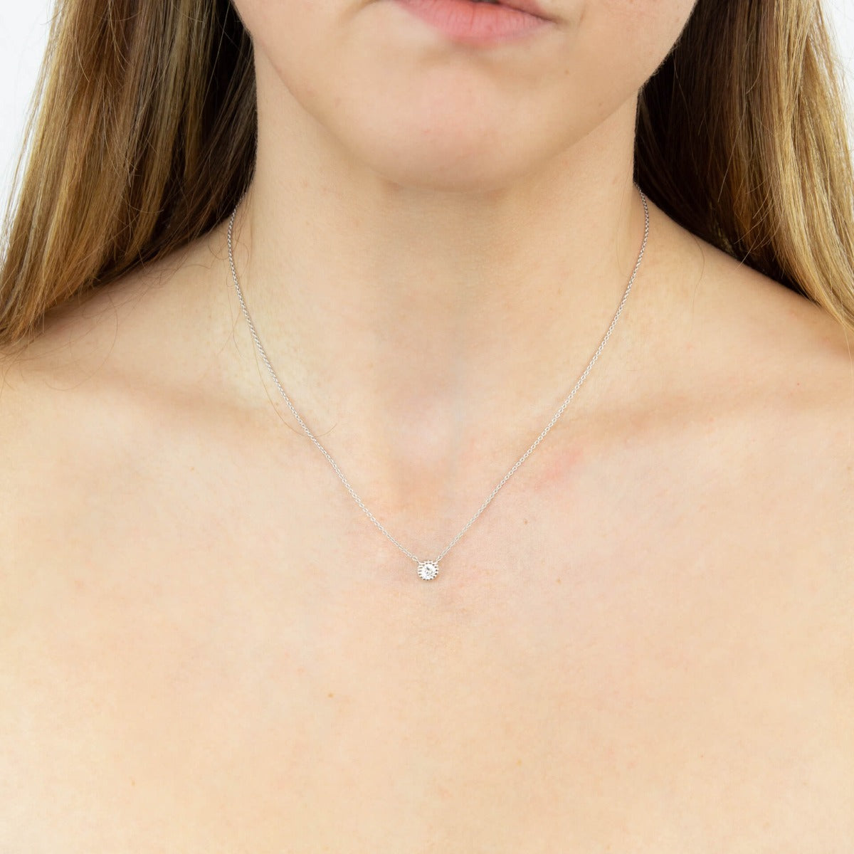 Beginnings Millegrain Edge Cubic Zirconia Necklace