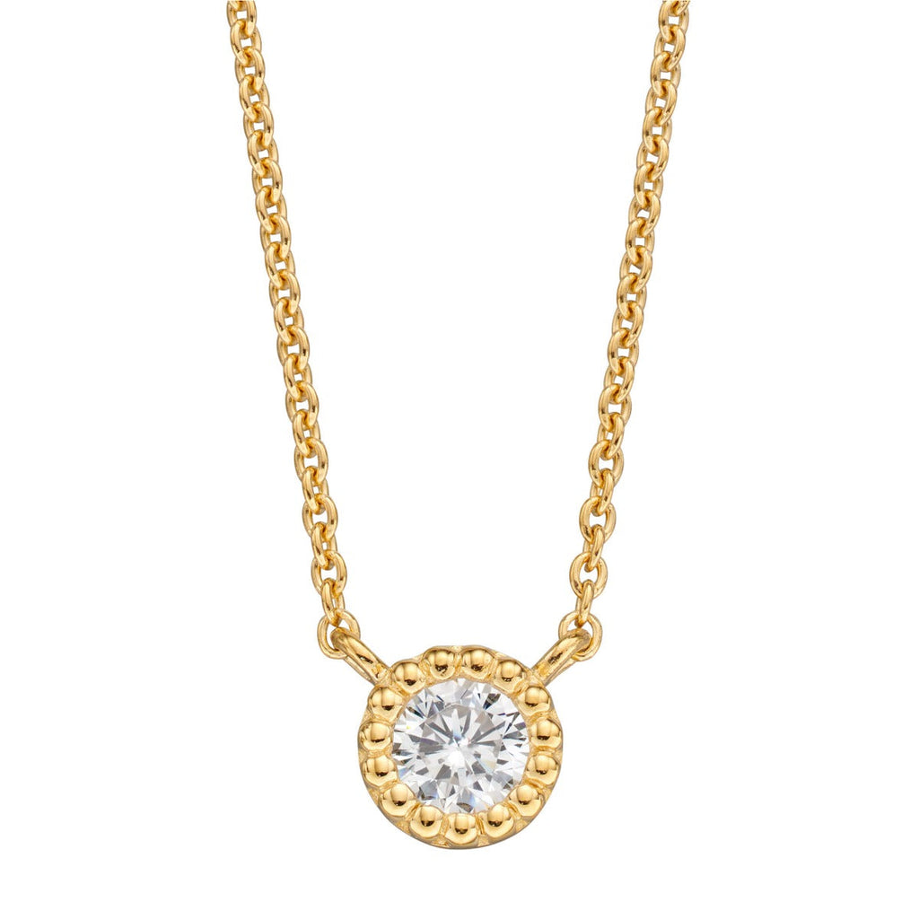 Beginnings Millegrain Edge Cubic Zirconia Necklace