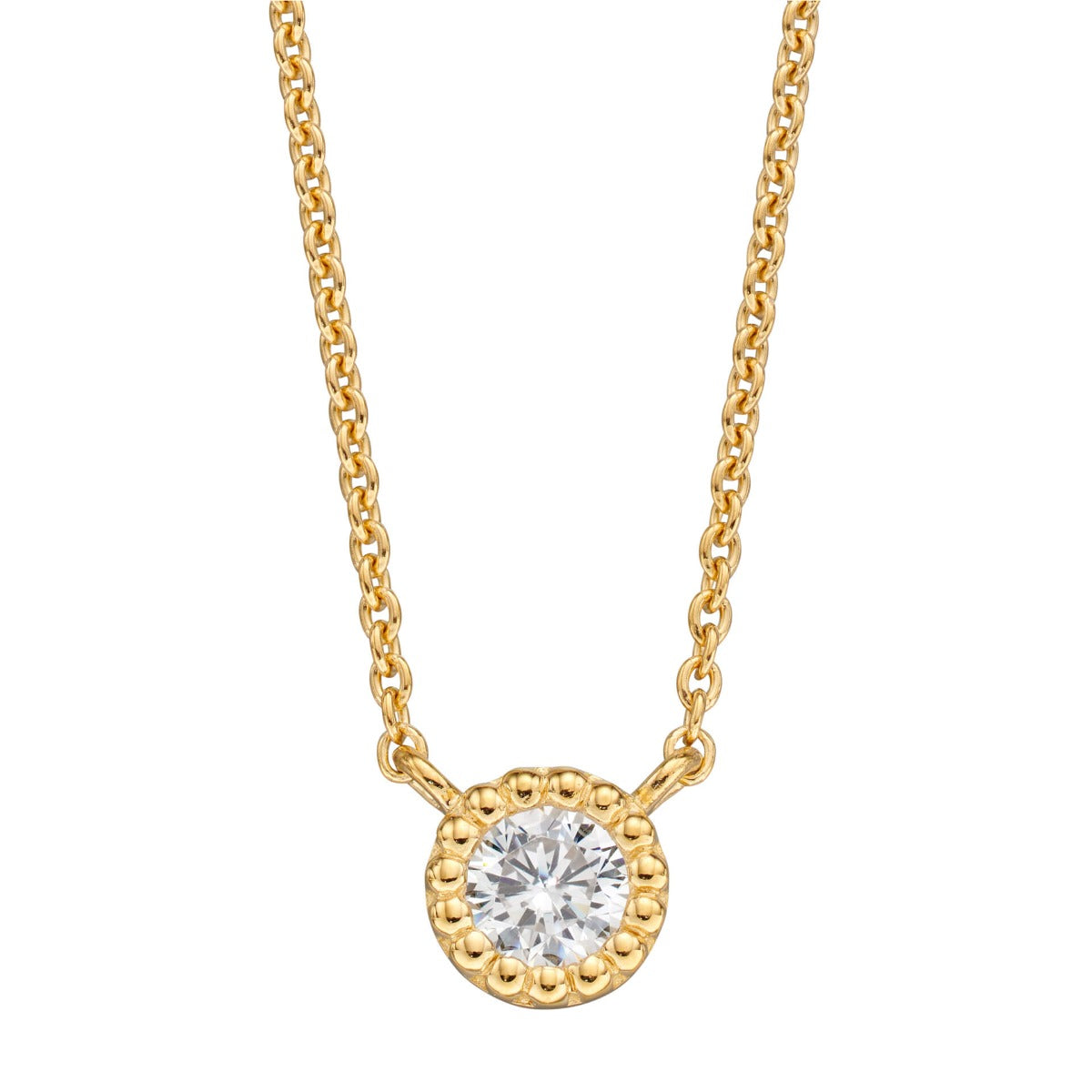Beginnings Millegrain Edge Cubic Zirconia Necklace