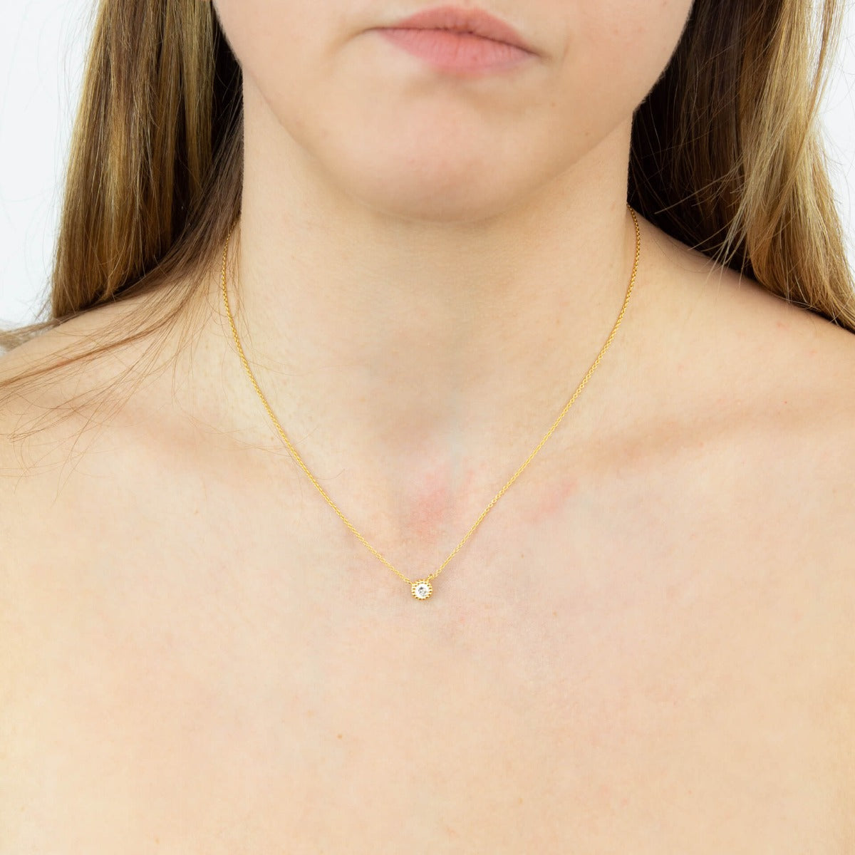 Beginnings Millegrain Edge Cubic Zirconia Necklace