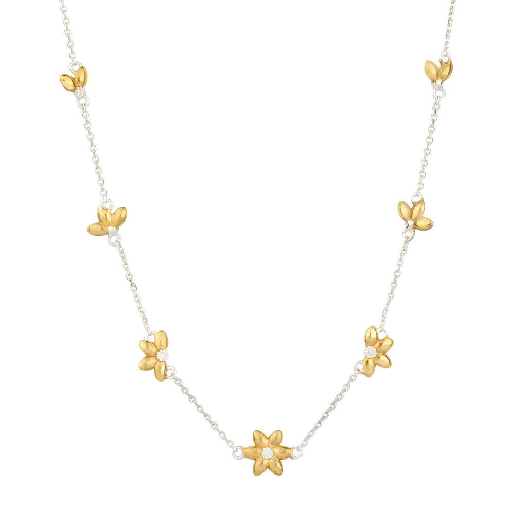 Beginnings Sunflower Station Necklace with Yellow Gold Plating