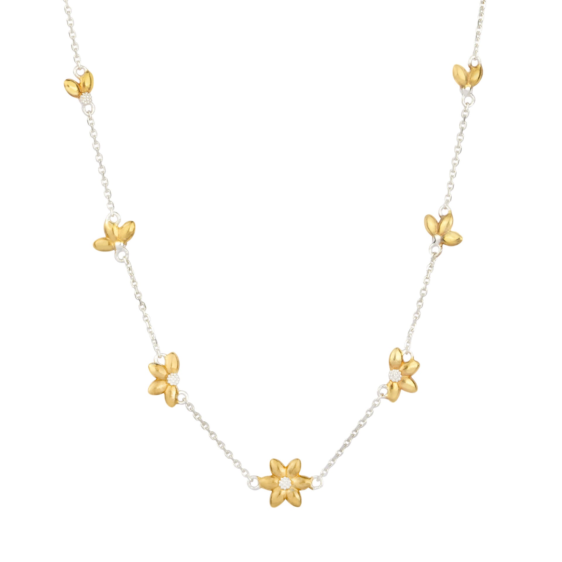 Beginnings Sunflower Station Necklace with Yellow Gold Plating