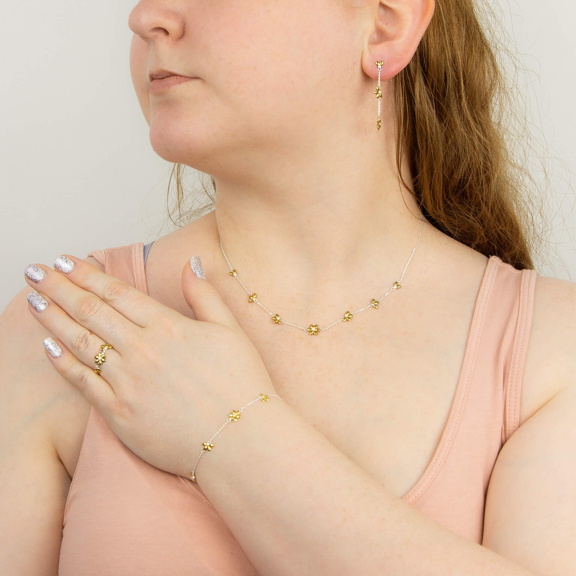 Beginnings Sunflower Drop Earrings with Yellow Gold Plating