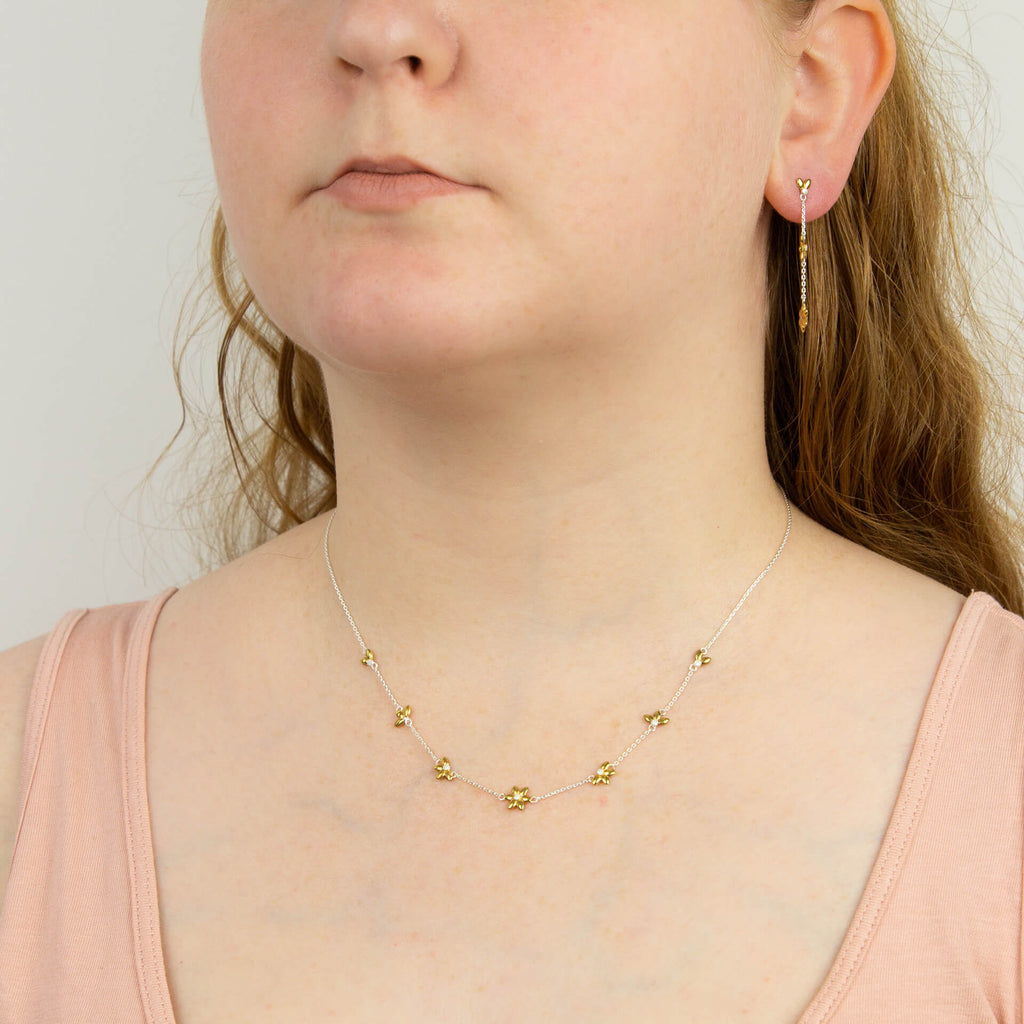 Beginnings Sunflower Drop Earrings with Yellow Gold Plating