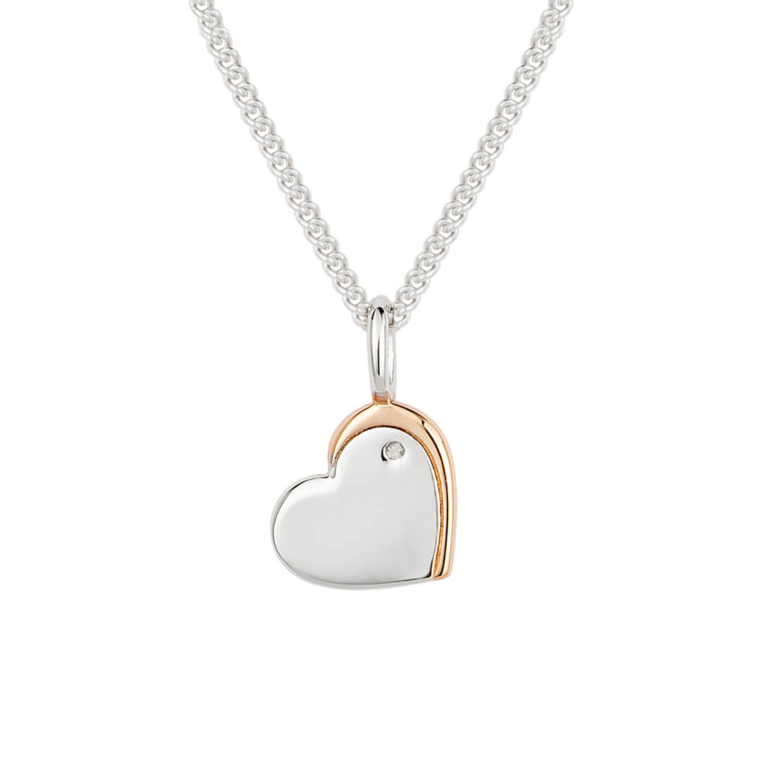 D For Diamond Rose Edge Heart Necklace with Diamond