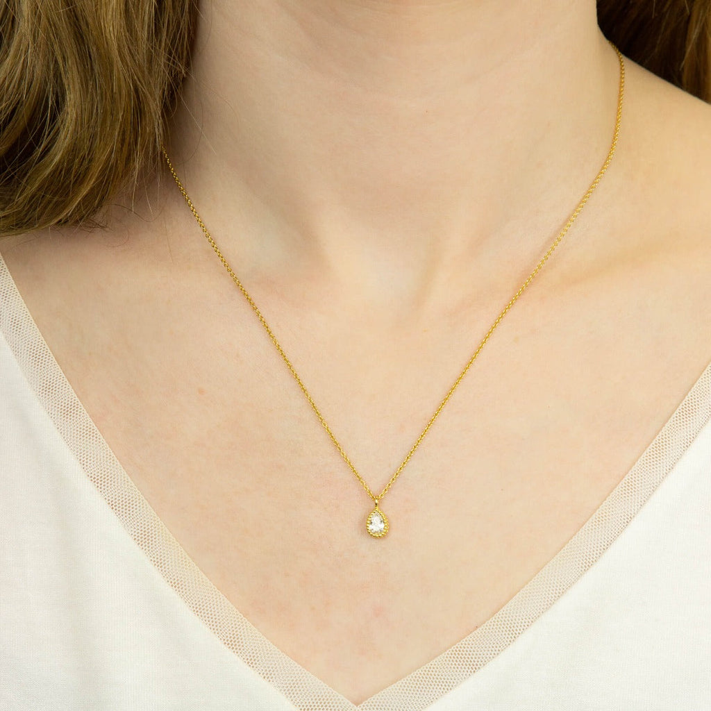 Beginnings Teardrop Necklace with Cubic Zirconia