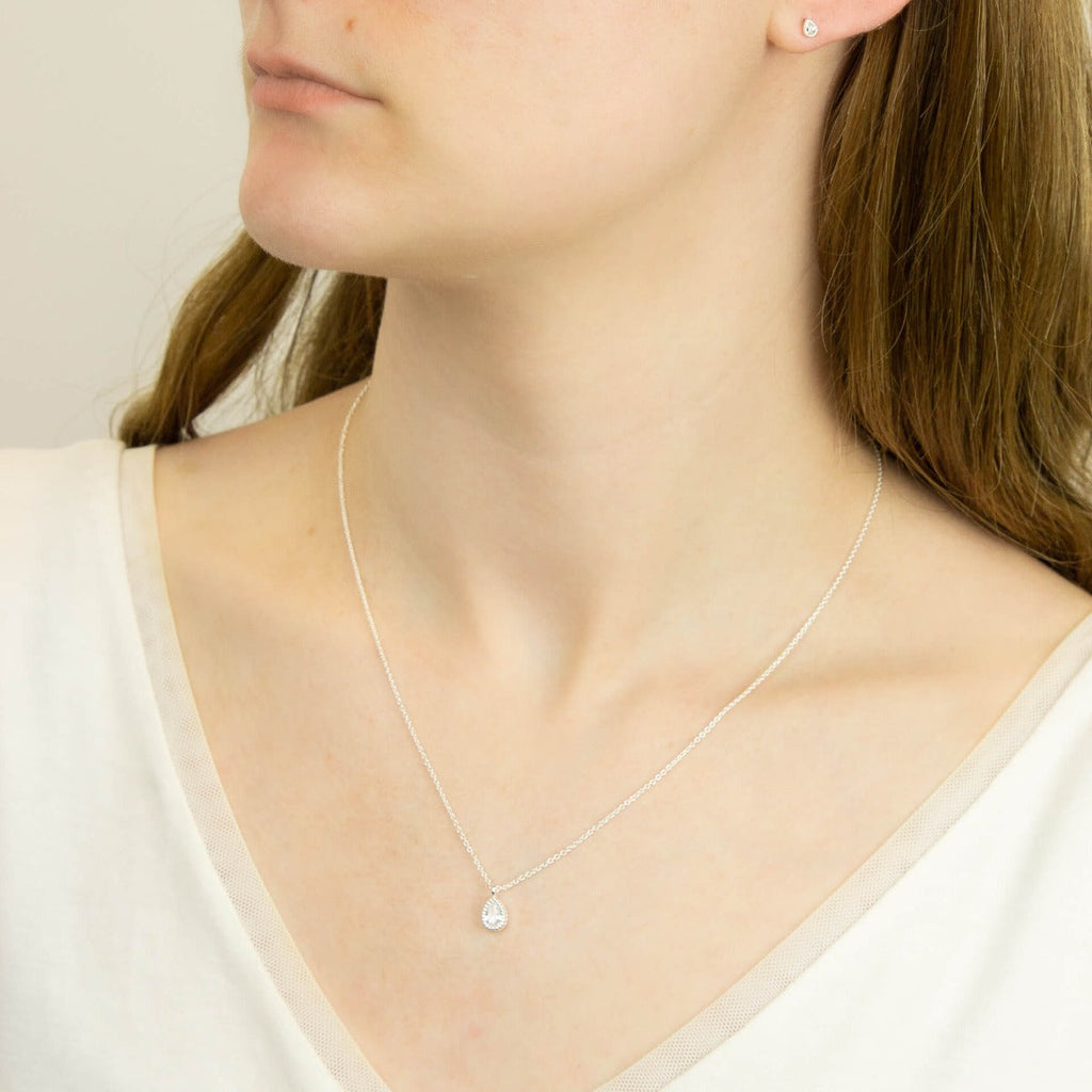 Beginnings Teardrop Necklace with Cubic Zirconia