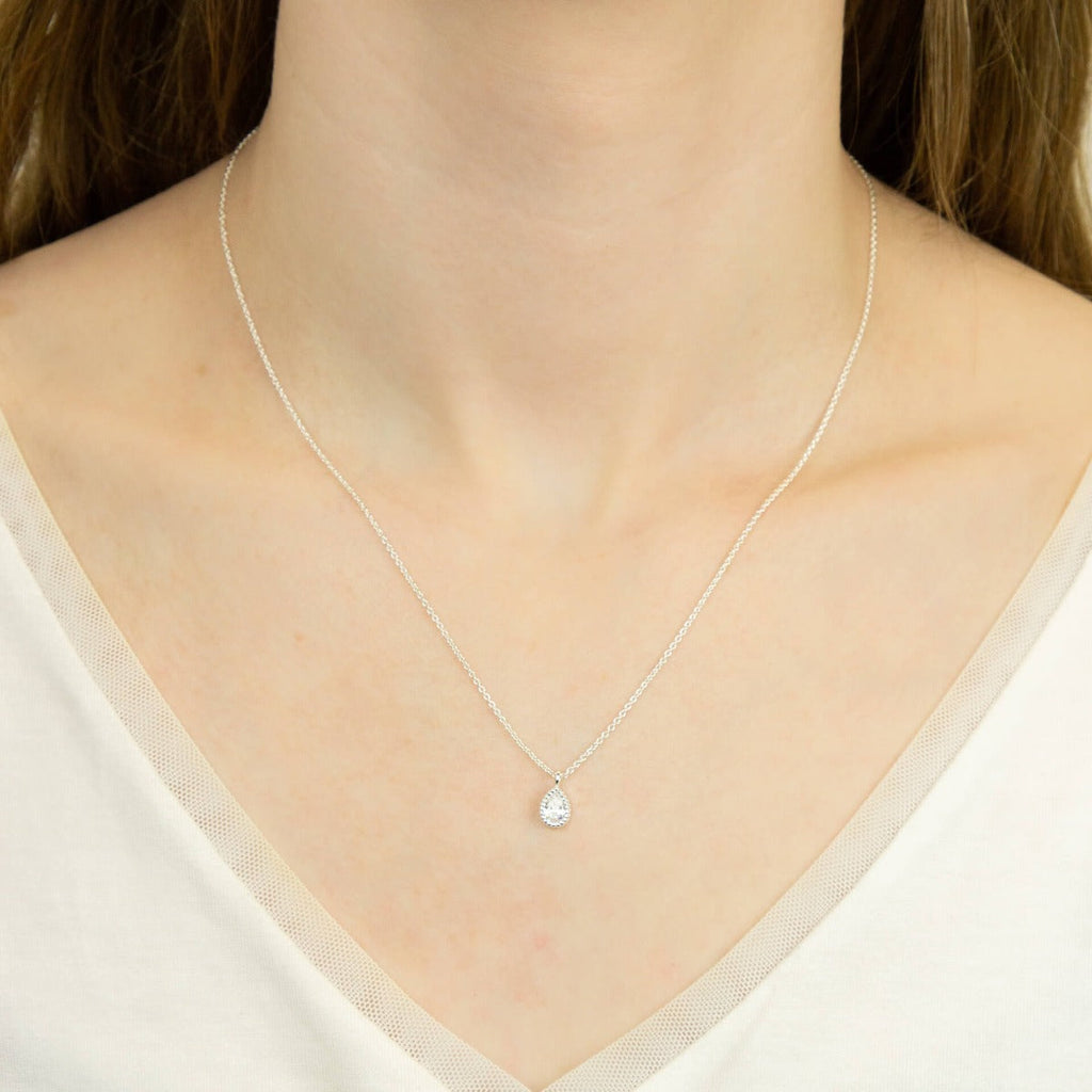 Beginnings Teardrop Necklace with Cubic Zirconia