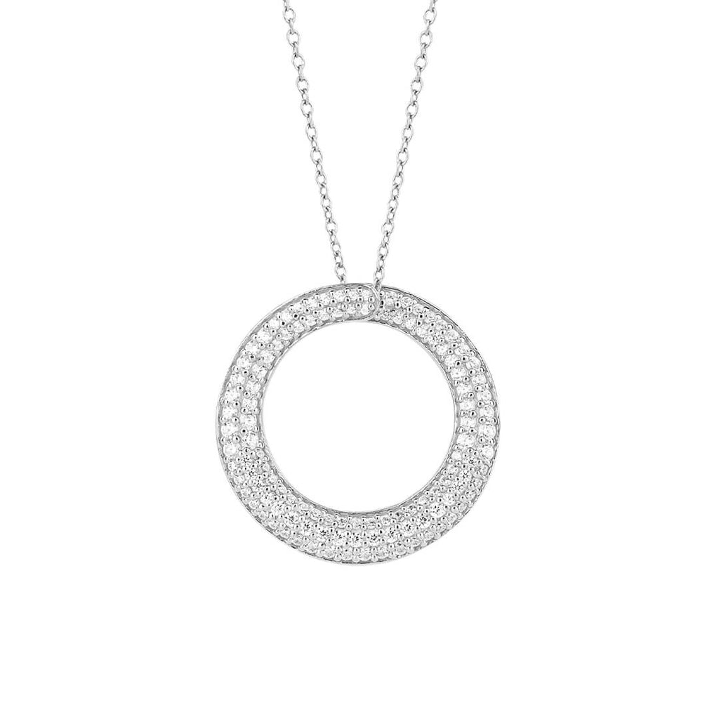 Diamonfire Pave Swirl Open Circle Necklace