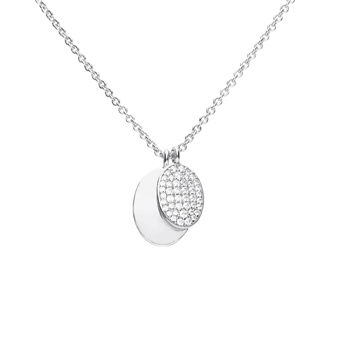 Diamonfire Engravable Plain Tag Necklace with Pave Set Tag