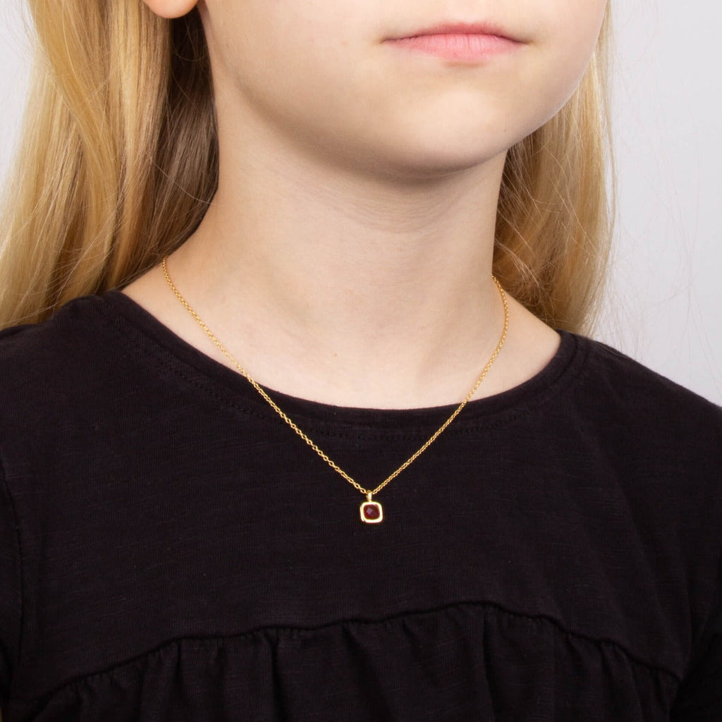 D For Diamond Semi-Precious Birthstone Necklace with Diamond Tag