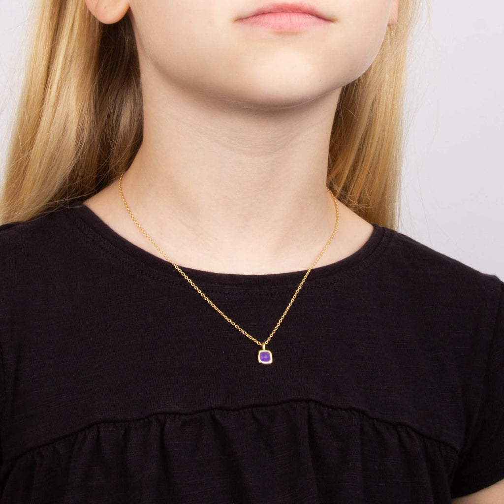 D For Diamond Semi-Precious Birthstone Necklace with Diamond Tag