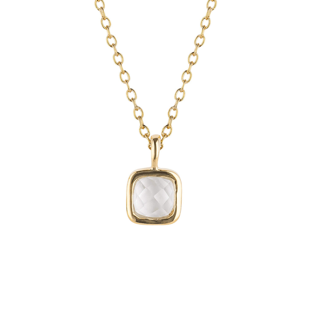 D For Diamond Semi-Precious Birthstone Necklace with Diamond Tag