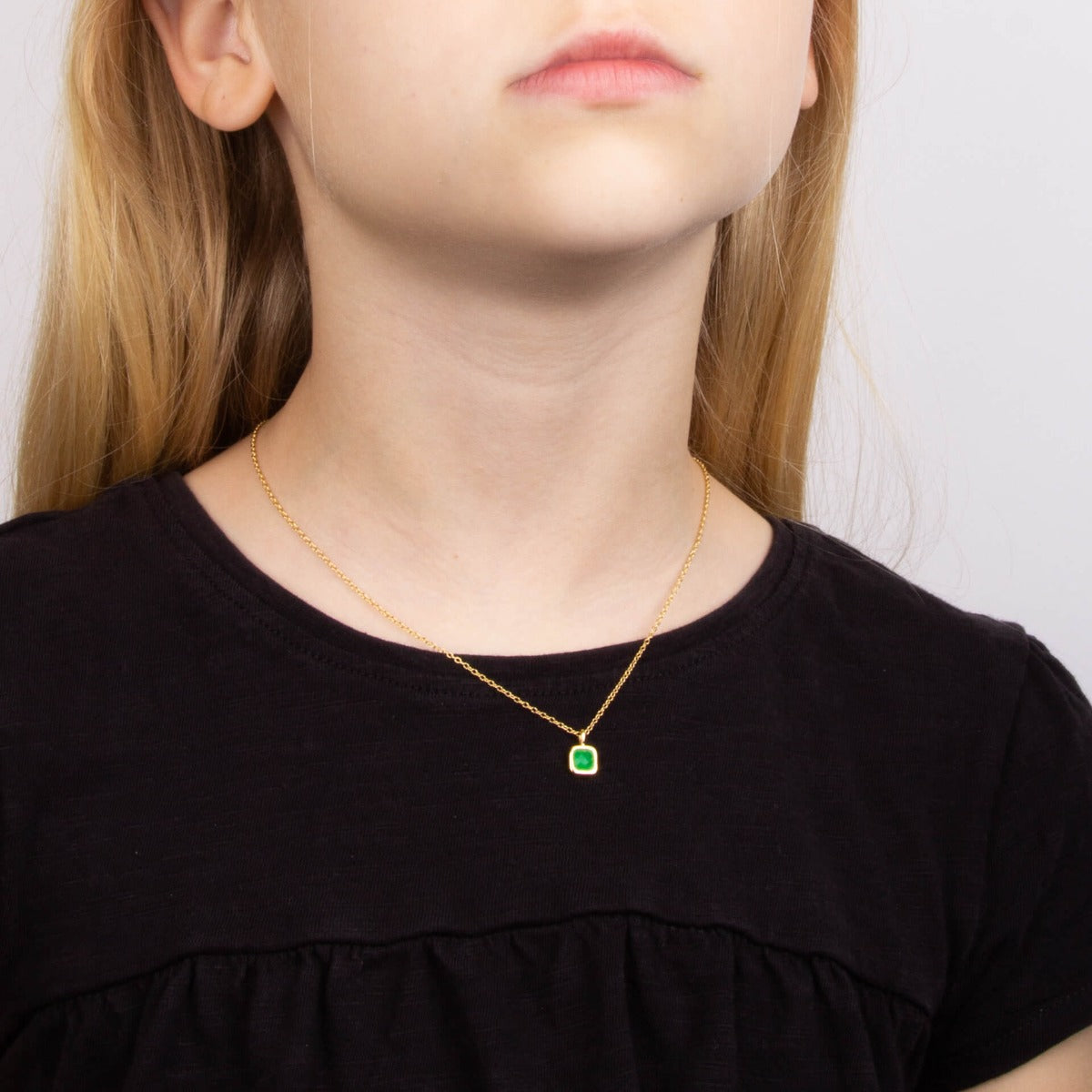 D For Diamond Semi-Precious Birthstone Necklace with Diamond Tag