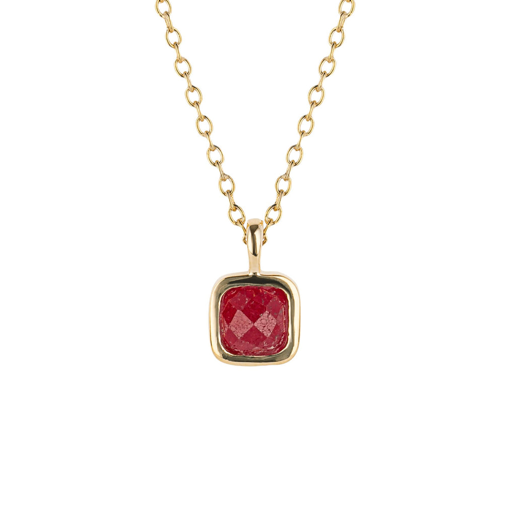 D For Diamond Semi-Precious Birthstone Necklace with Diamond Tag