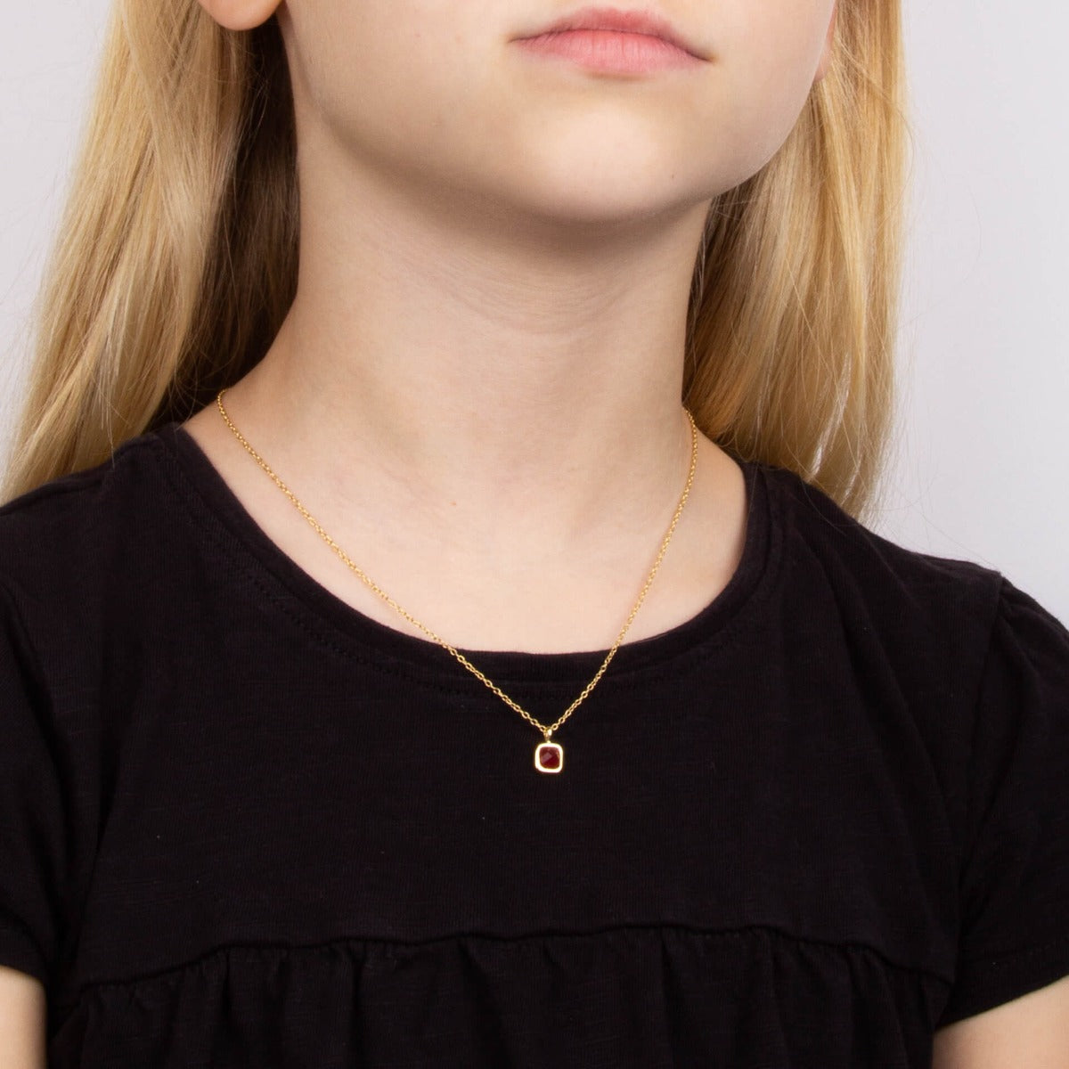 D For Diamond Semi-Precious Birthstone Necklace with Diamond Tag