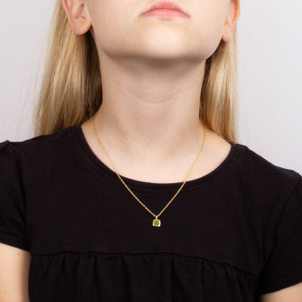 D For Diamond Semi-Precious Birthstone Necklace with Diamond Tag