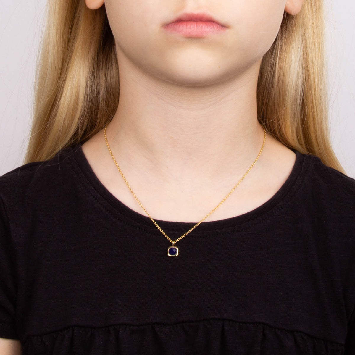 D For Diamond Semi-Precious Birthstone Necklace with Diamond Tag