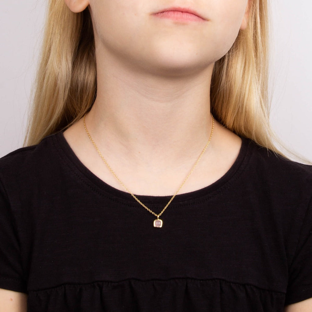 D For Diamond Semi-Precious Birthstone Necklace with Diamond Tag