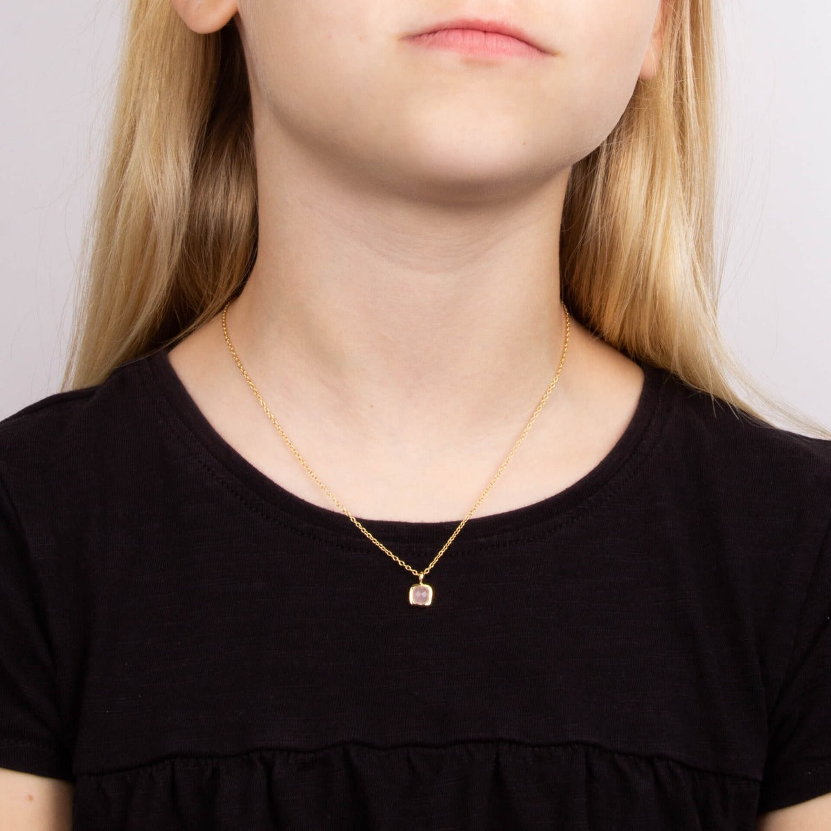 D For Diamond Semi-Precious Birthstone Necklace with Diamond Tag