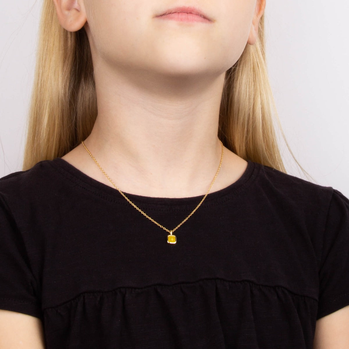 D For Diamond Semi-Precious Birthstone Necklace with Diamond Tag