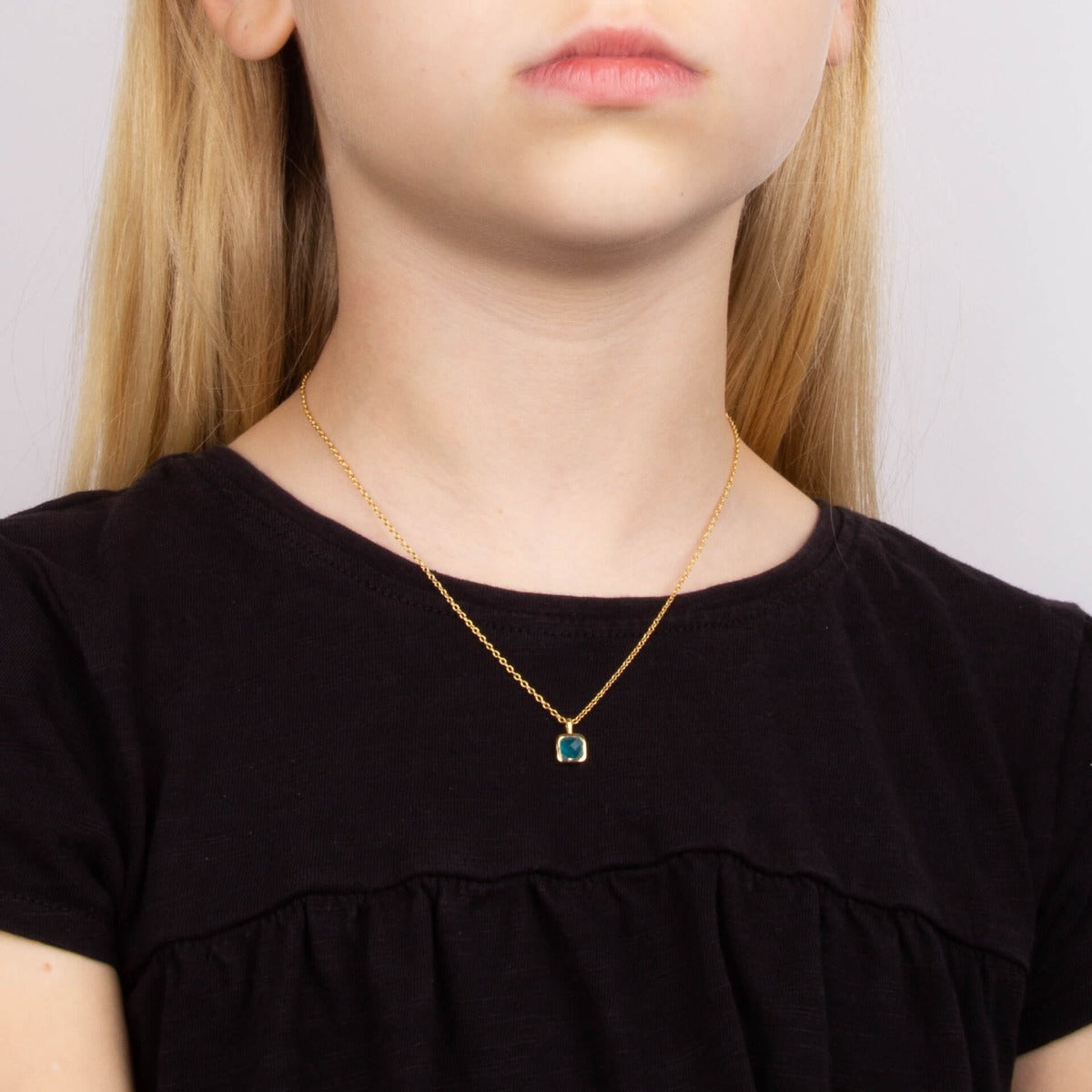 D For Diamond Semi-Precious Birthstone Necklace with Diamond Tag