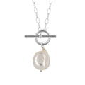 Beginnings T-Bar Chain Necklace with White Pearl