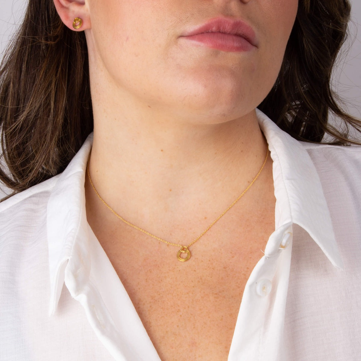 Beginnings Ridged Double Open Circle Necklace