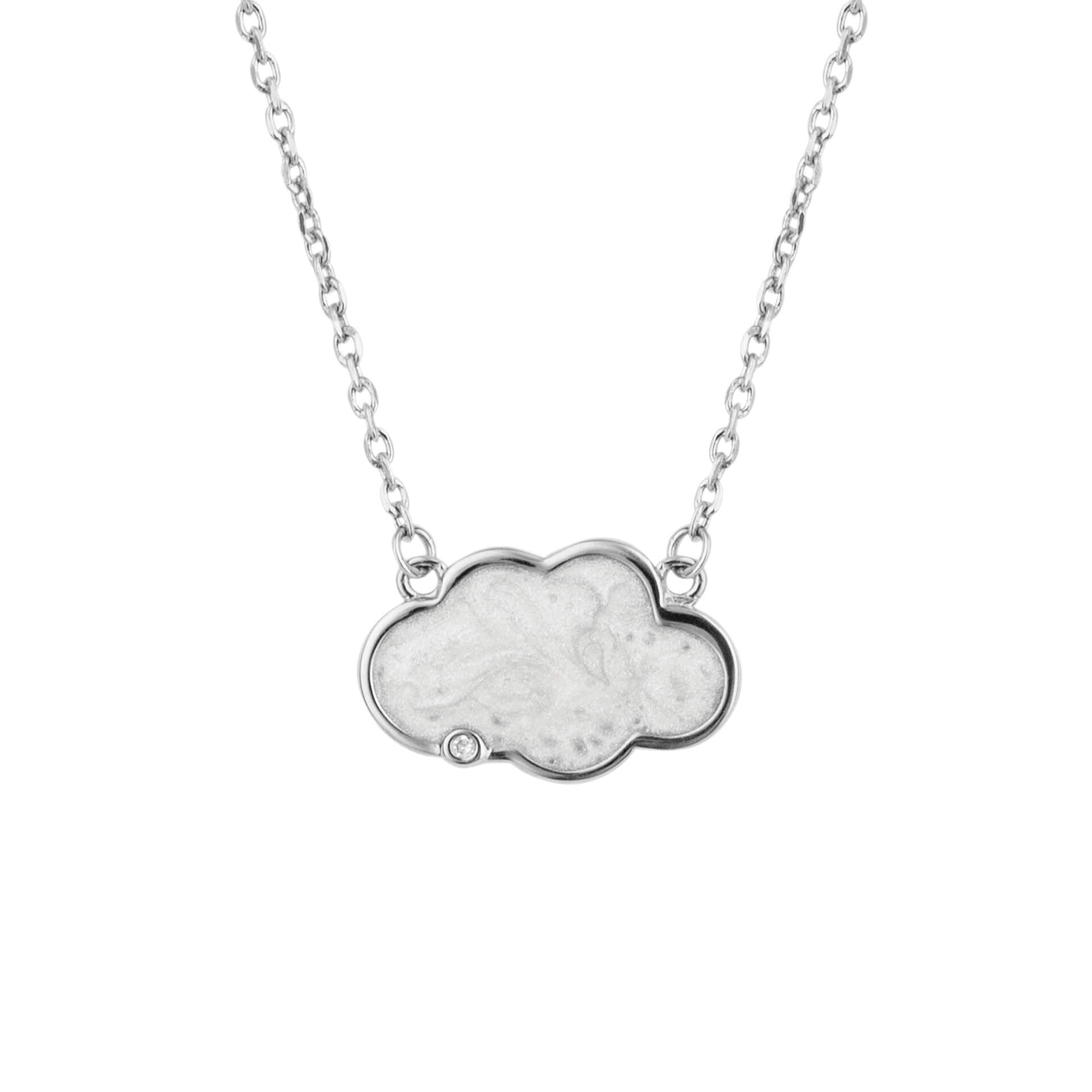 D For Diamond Pearlised Enamel Cloud Necklace with Diamond