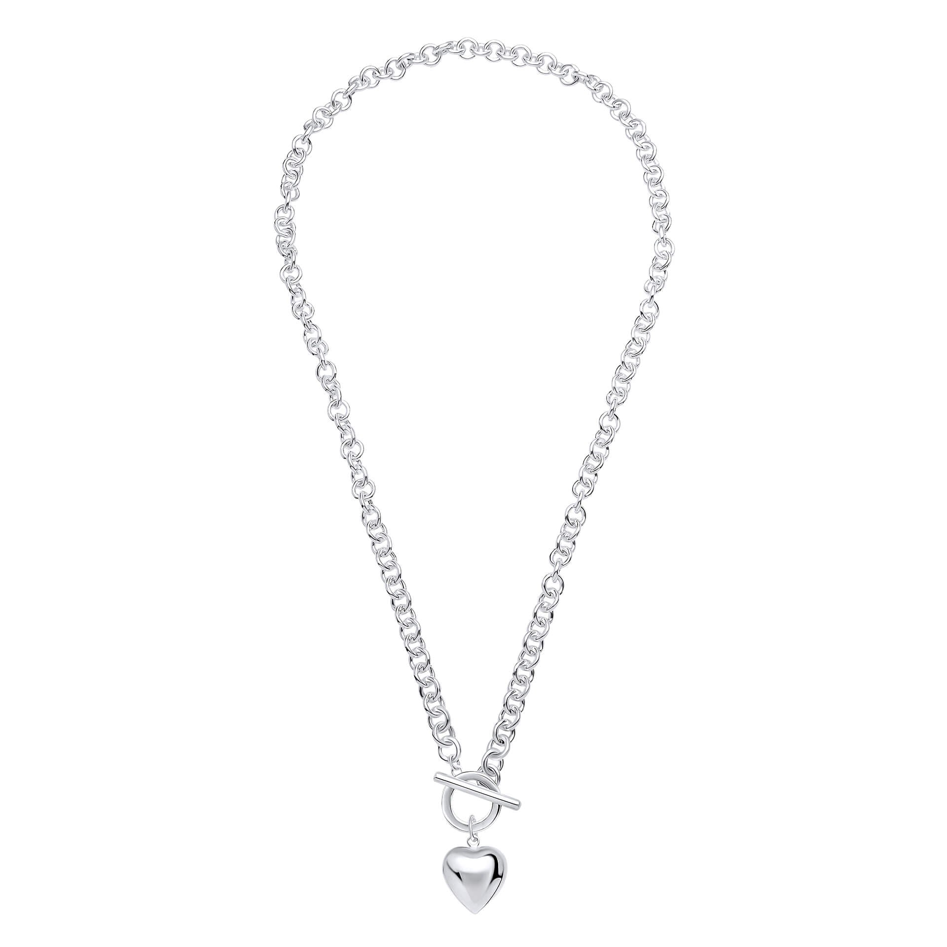 Beginnings Puff Heart T-Bar Chain Necklace