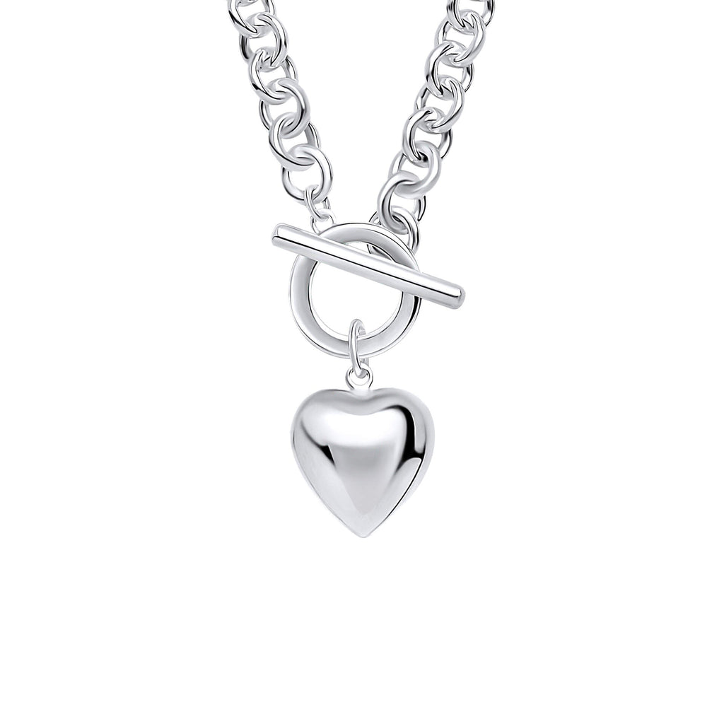 Beginnings Puff Heart T-Bar Chain Necklace