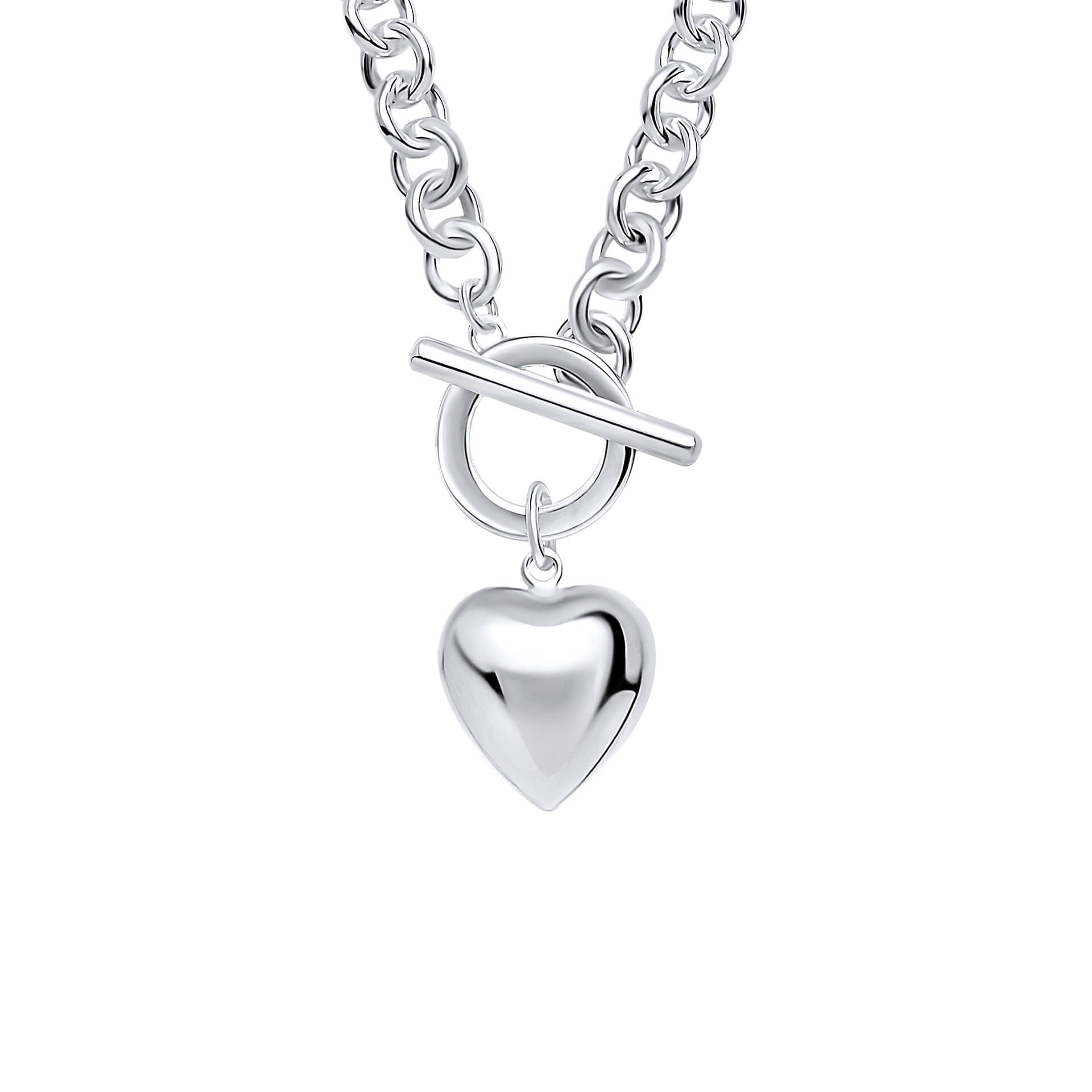 Beginnings Puff Heart T-Bar Chain Necklace